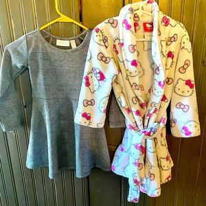 Girls Childrens Place Dress and Hello Kitty Bathrobe Size 4
